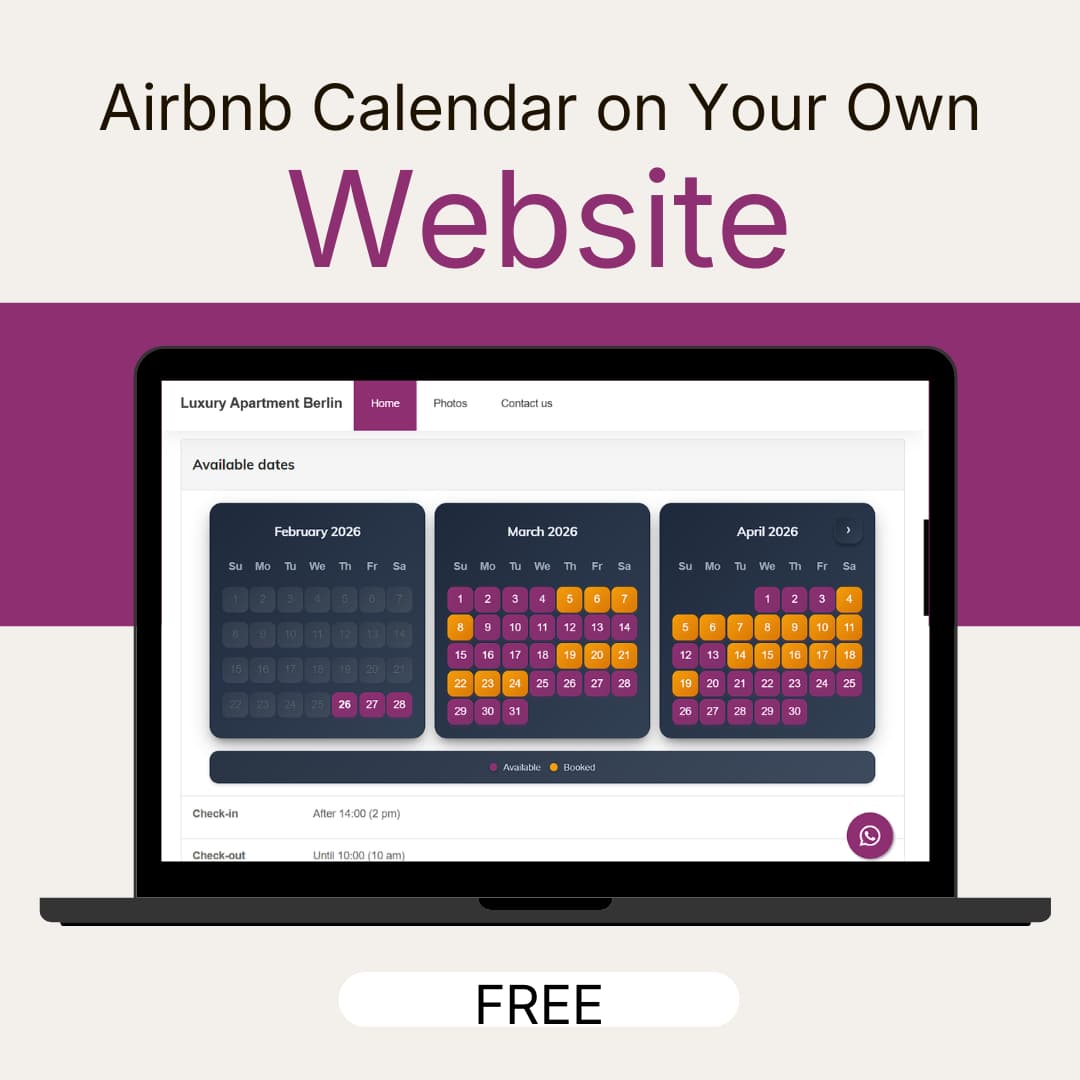 RentalBeam availability calendar added to a Squarespace vacation rental website