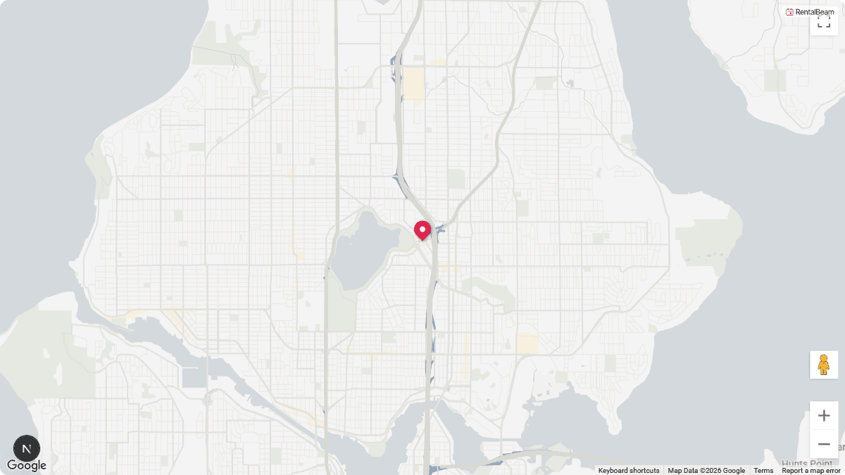 Minimal map theme: a rental location pin on a light map