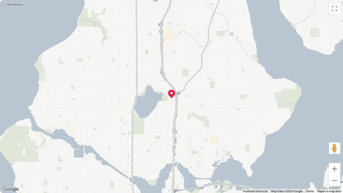 Minimal map theme: a rental location pin on a light map