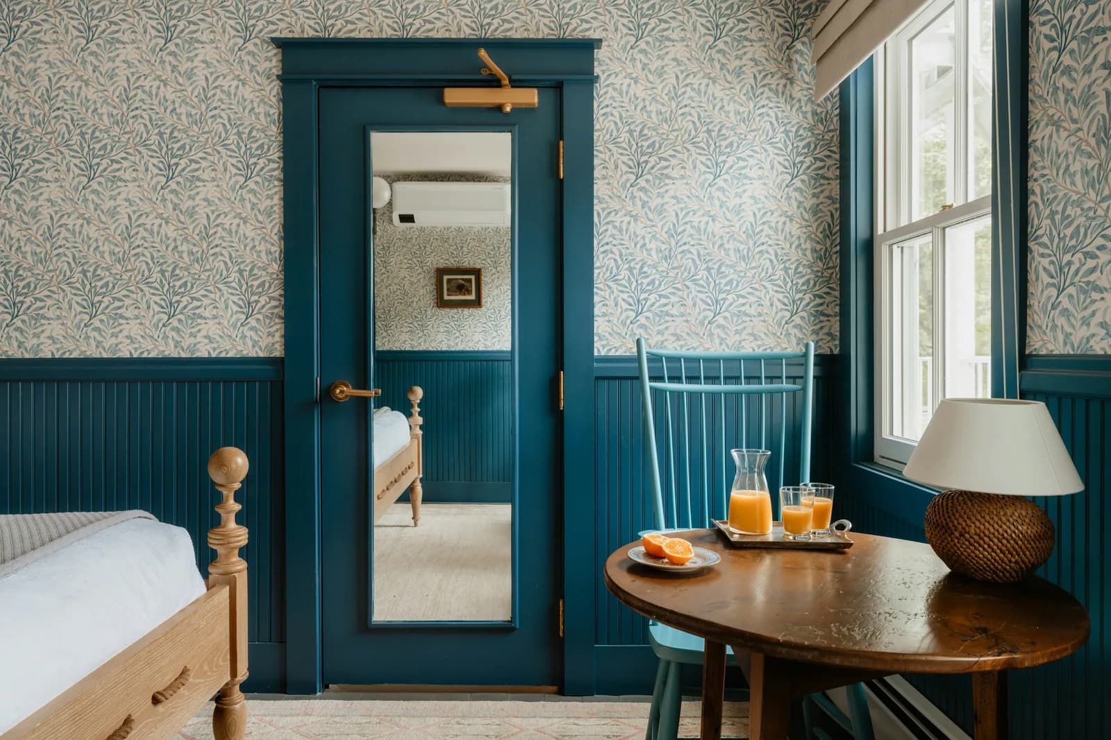A warm, welcoming bed-and-breakfast room