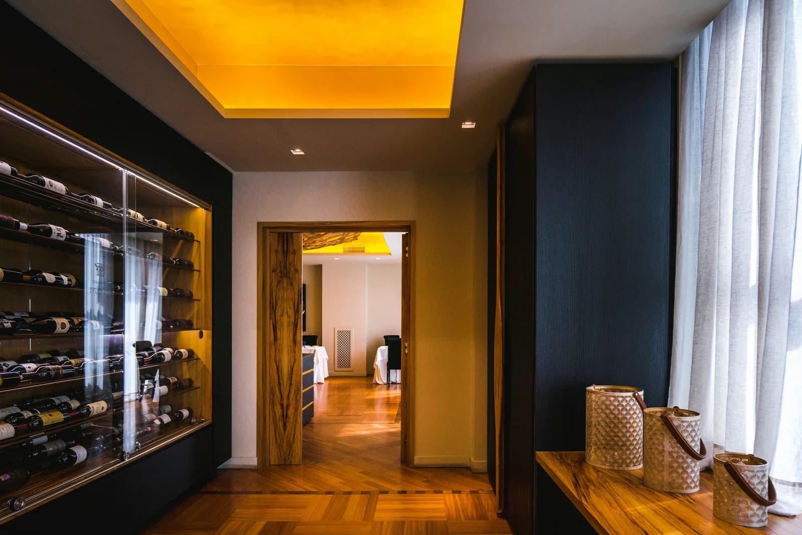 A boutique small-hotel lobby and reception